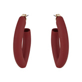 Matte oval in loops earrings color with red-toned accents